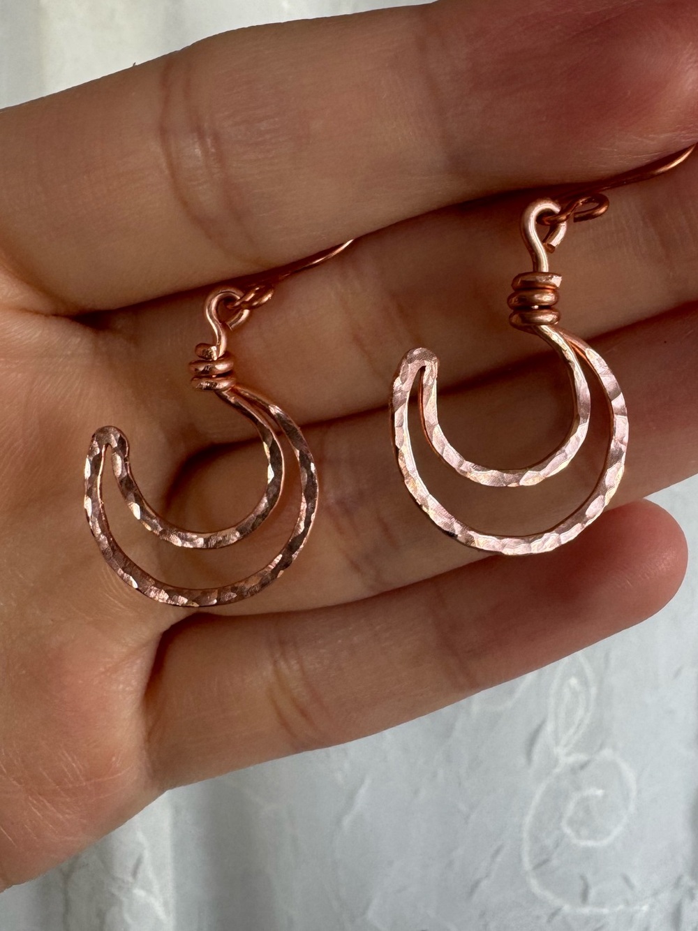 Handcrafted Copper Moon Earrings